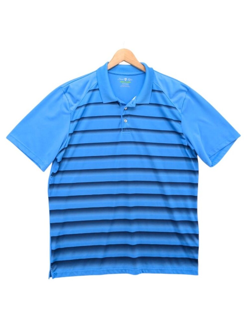 David Taylor Polo Shirt Mens Blue Striped Pro Golf Short Sleeve Size XLT